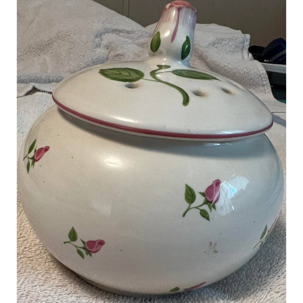 Teleflora Gift Ceramic Rose Floral Frog Potpourri Holder Pink Portugal Decor